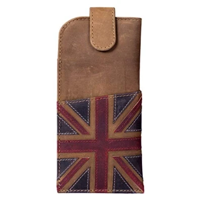 Image of Mala Leather Union Jack Glasses Case Brown Multi 5141 29