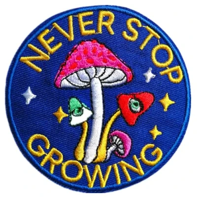 Image of BPA Embroidered Patches Iron on Sew for Clothing Jackets etc. Never Stop Growing