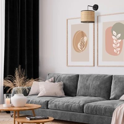 Image of Liberia Wall Lamp With Shade Brown 1xE27