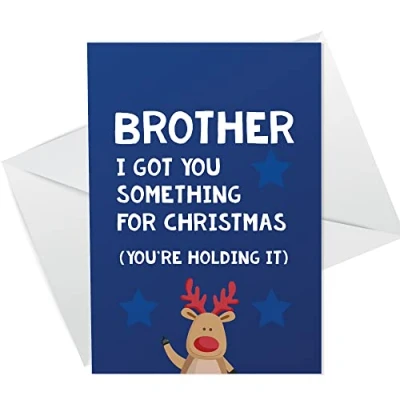 Image of Funny Rude Christmas Card For Brother Offensive Xmas Him From Sister