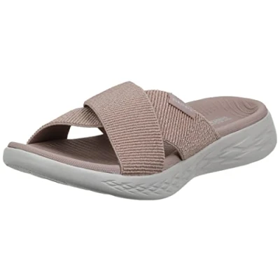 Image of Skechers Women&#039;s On the go 600 Glistening Slide Sandal,Rose Gold,7 UK Wide