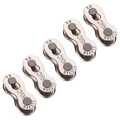 Image of 5 Pairs Bicycle Missing Chain Link, Reusable Silver Steel Bike Master Link Magnetic Quick Release heavy duty for 8/9/10 speed (8 speed)