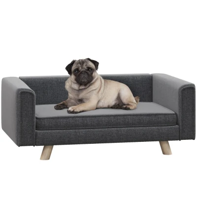 Image of PawHut Dog Sofa Bed, Elevated Couch for Medium and Small Dogs, with Soft Cushion, Removable Washable Cover, Grey