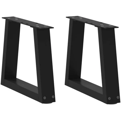 Image of vidaXL Dining Table Legs V Shape Black Steel Adjustable Foot Levellers for Dining/Desk/Office Sturdy &amp; Modern Design 40x(30 31.3) cm