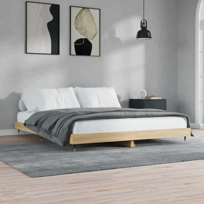 Image of vidaXL Bed Frame without Mattress Sonoma Oak 200x200 cm Engineered Wood