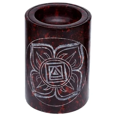 Image of Puckator ChakraDeep Red Carved Oil Burner Soapstone Living Room Accessories Wax Liquidizer Burners For Essential Oils Scents Melter Melt Holder Fragrance