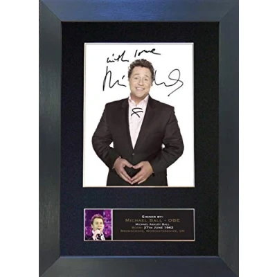 Image of MICHAEL BALL Signed Autograph Mounted Photo Reproduction PRINT A4 Rare Perfect Present Birthday Christmas (297 x 210mm) #653 (Black Frame)