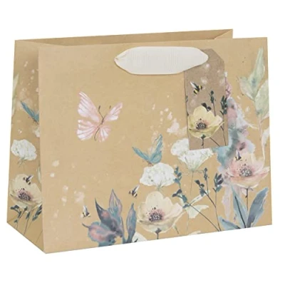 Image of Glick Luxury Gift Bag, Medium Celebration Butterflies &amp; Bees Wrap 225x175x100mm, Multi Colour