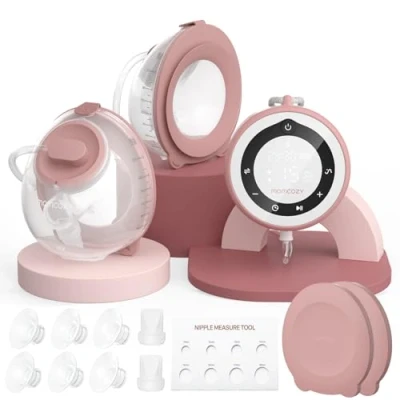 Image of Momcozy Breast Pump V1 Pro Hospital Grade, Hands Free &amp; Portable Wearable Pump, Upgraded Electric with 3 Fine Tuned Rhythms15 Levels, Come Leak Proof DoubleFit Flange, Cozy Red