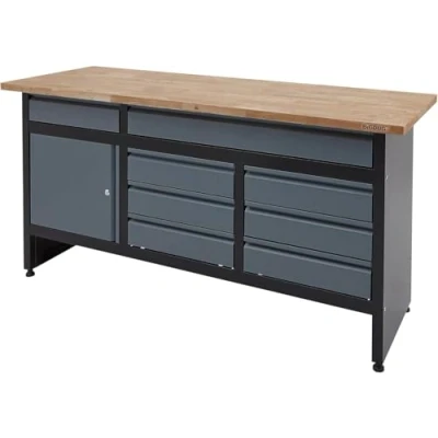 Image of BiGDUG Garage Drawer Cabinet Workbench Workshop Storage 842h x 1709w 600d mm 8x 1 Door Cupboard Black/Grey
