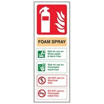 Image of V Safety Fire Extinguisher Foam spray Delectricalsafe 100 x 280 mm Sign