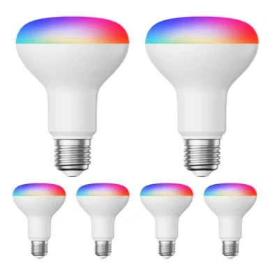 Image of ledscom.de 6 Pieces E27 LED RGB Bulbs, R80, Warm White Cool (2700 6300 K), 9.9 W, 950lm, Smart Home, WLAN, Alexa, matt