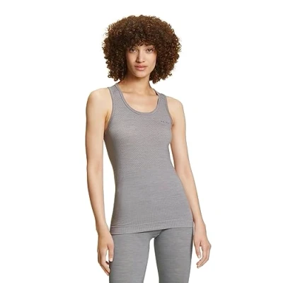 Image of FALKE Women&#039;s Wool Tech Light W S/L SH Functional Yarn Quick Dry 1 Piece Base Layer Top, Grey (Grey Heather 3757), M