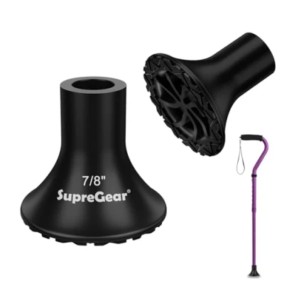 Image of supregear Crutch Tips (2 Pack), 22 mm All Terrain Rubber Ferrules for Crutch, Thickened Replacement Foot Pad Walking Canes, Folding Canes