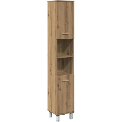 Image of vidaXL Bathroom Cabinet Artisan Oak Engineered Wood 30x30x179 cm Modern Storage Solution
