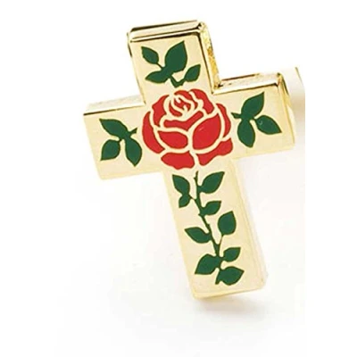 Image of THE MASONIC COLLECTION Gold Plated Rose Croix Badge Trendy &amp; Lightweight Gift Accessory for Freemason Men