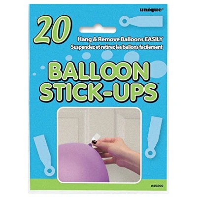 Image of Balloon Stick Ups Party Pack of 20 Adhesive Wall Hangers for Easy Celebration Decorations