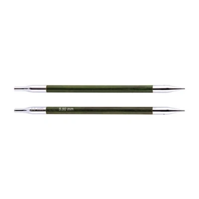 Image of KnitPro Royale: Knitting Pins: Circular: Interchangeable: Normal: 12.5cm x 5.50mm, Birchwood, brass, Multi Colour, 5.5mm