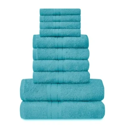 Image of GC GAVENO CAVAILIA Soft Towels 10 Piece Bathroom Bale Set Premium Quality Water Absorbent Towel, 4 Face Hand 2 Bath 450 GSM Washable Set, Teal,552949