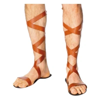 Image of Smiffys Roman Sandals, Brown , Legends &amp; Myths Fancy Dress, Historical Dress Up Accessories