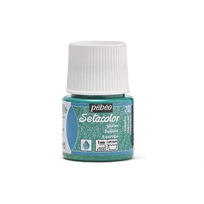 Image of Pebeo Setacolor Light Glitter Fabric Paint 45 Milliliter Bottle, Emerald,Emerald