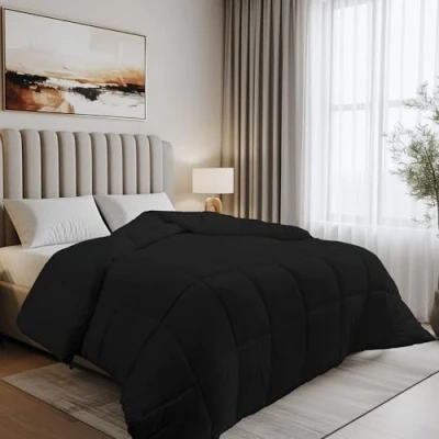 Image of Utopia Bedding Soft Double Duvet Insert 10.5 Tog with Corner Tabs Box Stitched Down Alternative (Double, Black)