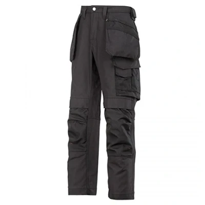 Image of Snickers Craftsmen Holster Pockets Trousers, Canvas+ Black/Black Waist 30&quot; Inside leg 35&quot;