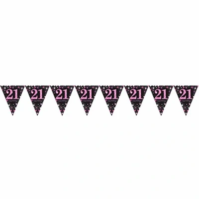 Image of (PKT) Adult Pink Celebration 21st Birthday Plastic Pennant Bunting