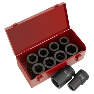 Image of Sealey Premier Impact Socket Set 10pc Deep 1&quot;Sq Drive Metric/Imperial