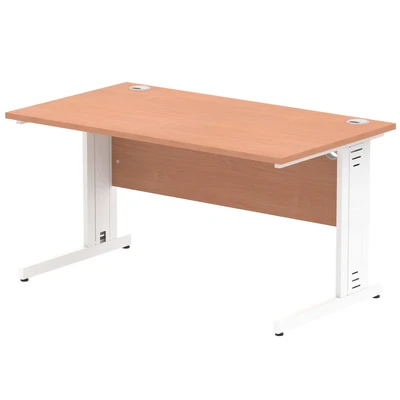 Image of Impulse 1400/800 Rectangle White Cable Managed Leg Desk MI001755