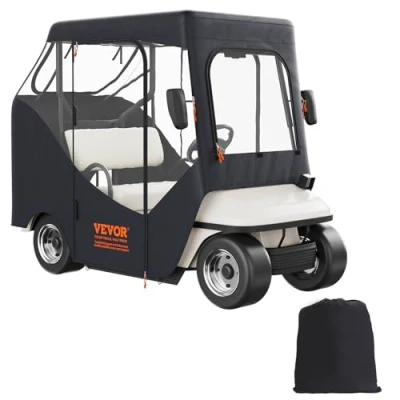 Image of VEVOR Golf Cart Enclosure, Fit for 2 Passengers EZGO TXT RXV, Short Roof 59&quot;, 600D Polyester Driving Enclosure 4 Sided Transparent Windows, Club Car Covers Universal Most Brand Sunproof Dustproof
