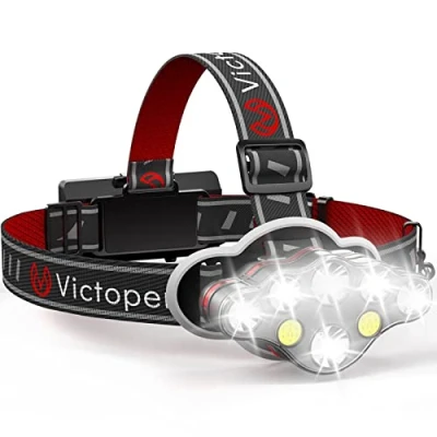 Image of Victoper Head Torch Super Bright 8 Lighting Modes 18000 Lumens Headlight LED Rechargeable, Lamp, Hands Free Flashlight for Camping, Fishing, Cycling, Hiking, Waterproof IPX4