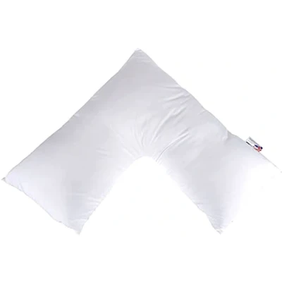 Image of HOMESCAPES V Shaped Pillow Super Microfibre, Soft Bounce Back Pillow, Anti Allergy, Luxury Triangle for Nursing, Maternity &amp; Pregnancy Support, Synthetic Goose Down Like Pillows