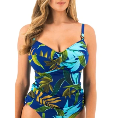 Image of Fantasie Womens Pichola Twist Front Tankini Top Blue Polyamide Size 32D