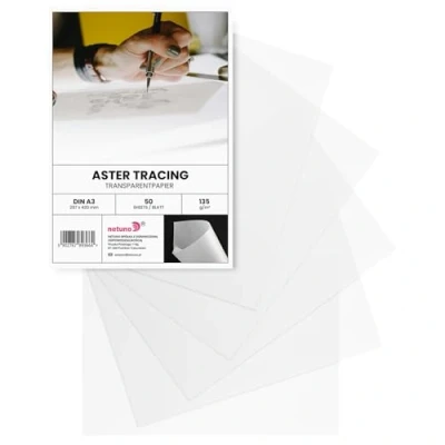 Image of Netuno 50x Transparent Paper A3 297 x 420 mm 11.7 16.5 in 135g Aster tracing Vellum Translucent Art Craft for Drawing Sketching Calligraphy