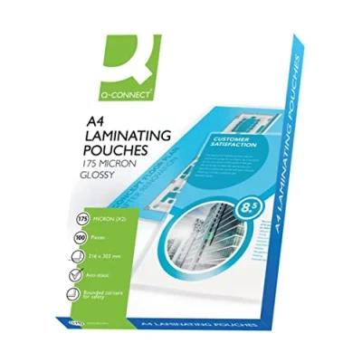 Image of Q Connect 2x175 Micron Heavy Duty Laminating Pouches (Pack of 100) KF11342