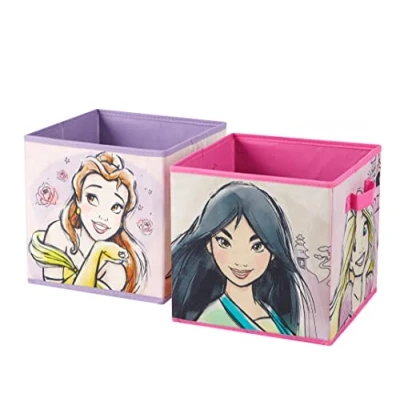 Image of Idea Nuova Disney Princess Collapsible Storage Cubes, Set of 2, 10&quot;x10&quot;