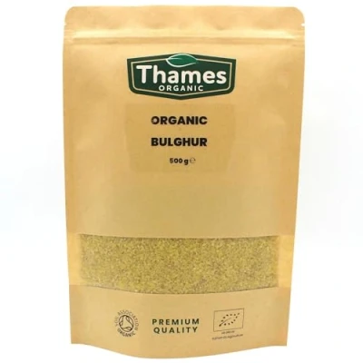 Image of Organic Bulghur Wheat Certified Organic, Non GMO, Vegan, No Additives, Preservatives, Resealable Bag by Thames 500g