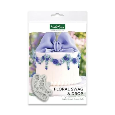 Image of Katy Sue Floral Swag &amp; Drop Silicone Mould for Cake Decorating Craft. Use with Fondant Air Drying Clay from Moulds