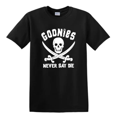 Image of The Goonies Never Say Die Retro Cult Classic Comedy 80s Heavy Cotton t Shirt Black