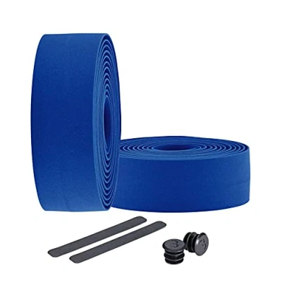 Image of BBB Cycling Bike Handlebar Tape Road Foam Grip Includes Plugs RaceRibbon BHT 01, Blue
