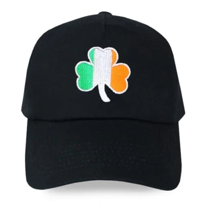 Image of TeddyT&#039;s Irish Flag Shamrock Black Ireland Adult Baseball Cap Hat