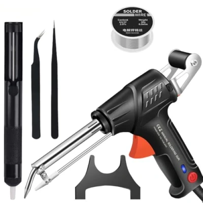 Image of Multi Function Soldering Iron Gun Set, External Heating Gun, Gun,Soldering Kit,60w (Black)