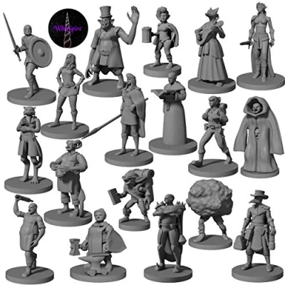 Image of Newcombie 18 Miniatures Townsfolk Hero for DND Bulk 28mm &amp; Dungeons and Dragons Minis D&amp;D Fan Fantasy I Campaign Setting Quests