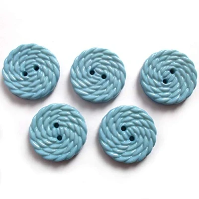 Image of Woven Rope Effect Spiral Swirl Plastic Buttons 27mm Wide Pack of 5 (Pale Blue)