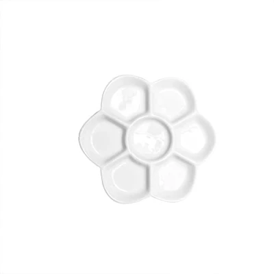 Image of Albedel 3.4&quot; Diameter Flower Paint Palette Glazed Watercolor Painting Mixing Ceramic