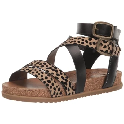 Image of Blowfish Malibu Women&#039;s Fandie Sandal, Sand Pixie Leopard/Black Dyecut, 5.5 UK
