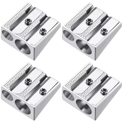 Image of ROMAXO 3pcs Pencil Sharpener Double Hole for Artist Sketching Pencils Eyebrow Stationery Strong Metal Sharpeners School Supplies