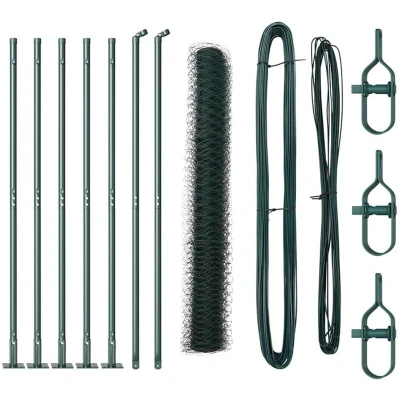 Image of vidaXL Hexagon Fence Green 1x10 m Steel