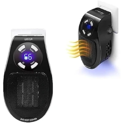 Image of Mini Heater, Adjustable thermostat, 12 Hour Timer &amp; LED Display, 2 Fan Speeds Black